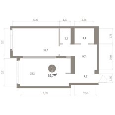 54.00 м² | 20 - 24 эт. 00