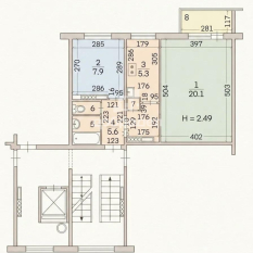 2-к квартира | 43.00 м² | 2 - 9 эт. 00