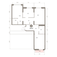 79.00 м² | 4 - 9 эт. 00