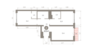 59.00 м² | 9 - 9 эт.