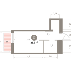 25.00 м² | 5 - 16 эт. 00