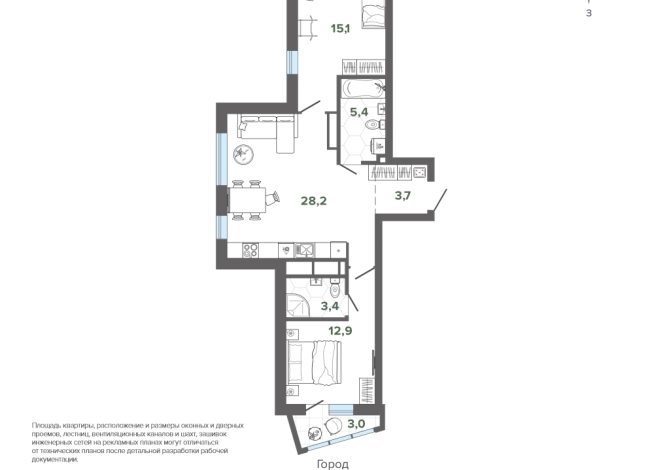 71.67 м² | 18 - 25 эт.