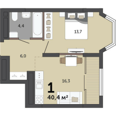 40.40 м² | 3 - 23 эт. 00