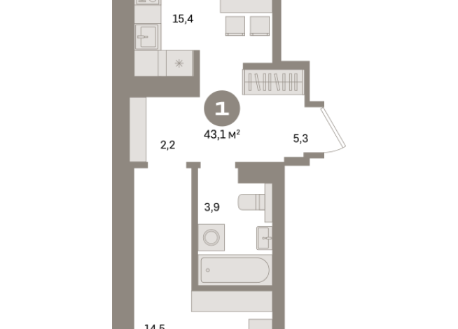 44.00 м² | 2 - 9 эт.