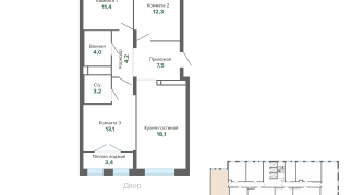 77.33 м² | 15 - 25 эт.