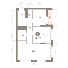 60.00 м² | 18 - 25 эт. 00