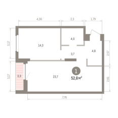 52.00 м² | 5 - 16 эт. 00