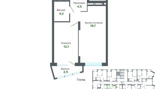 44.70 м² | 22 - 25 эт.