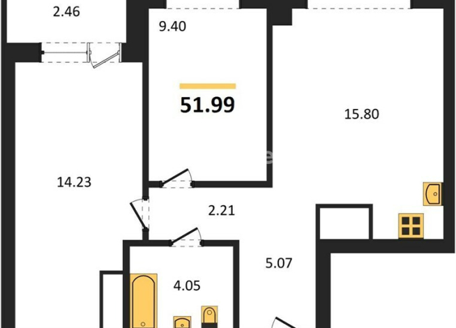 52.00 м² | 30 - 31 эт.