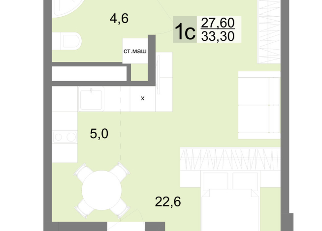 32.80 м² | 18 - 26 эт.