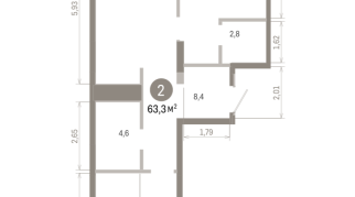 63.00 м² | 8 - 9 эт.