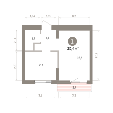 35.00 м² | 5 - 7 эт. 00