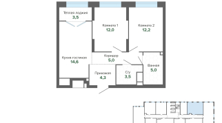 59.96 м² | 6 - 25 эт.