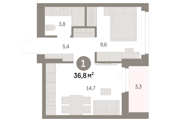 36.00 м² | 2 - 9 эт.