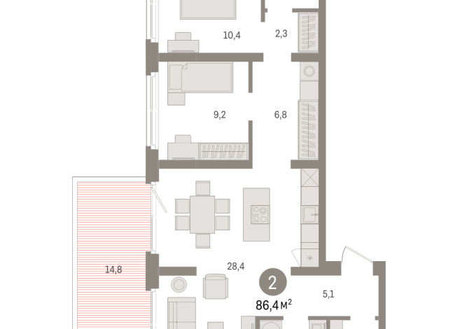 86.00 м² | 2 - 8 эт.