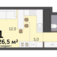 26.50 м² | 6 - 19 эт. 00