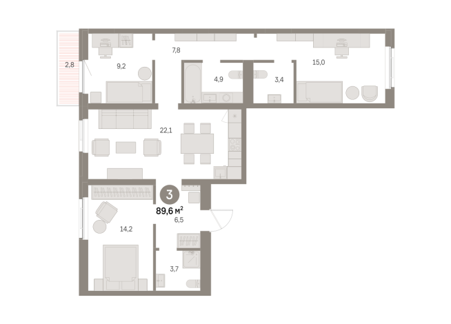 89.00 м² | 5 - 9 эт.