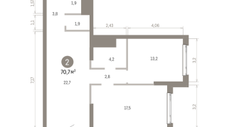 70.00 м² | 23 - 25 эт.