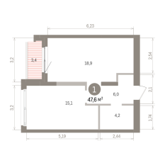 47.00 м² | 3 - 8 эт. 00