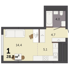 28.20 м² | 30 - 32 эт. 00