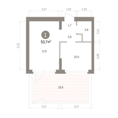 53.00 м² | 2 - 7 эт. 00