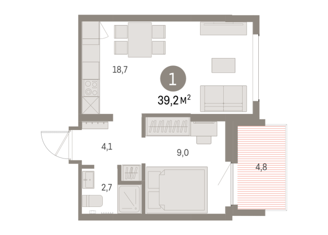 39.00 м² | 9 - 9 эт.