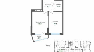 43.67 м² | 14 - 25 эт.