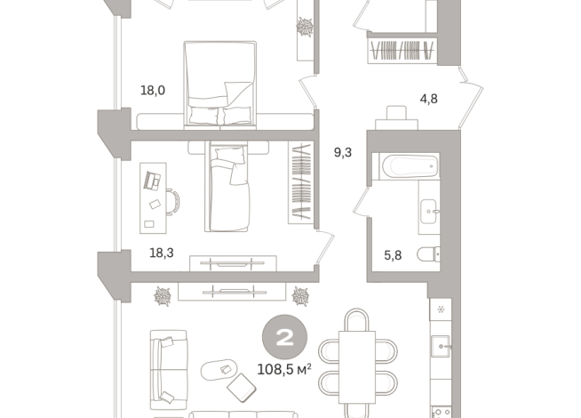 108.00 м² | 5 - 21 эт.