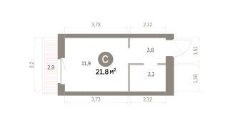 21.00 м² | 5 - 9 эт.