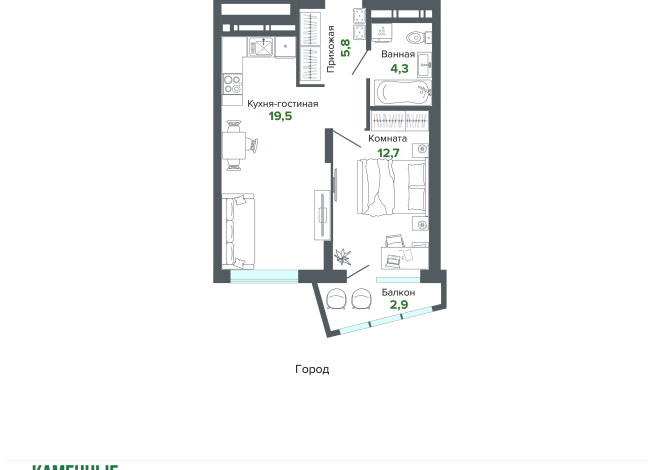 45.12 м² | 20 - 25 эт.