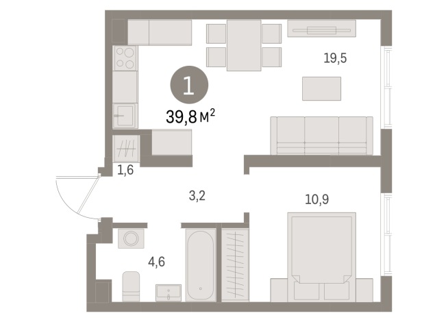 39.00 м² | 1 - 8 эт.