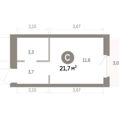 21.00 м² | 4 - 9 эт. 00