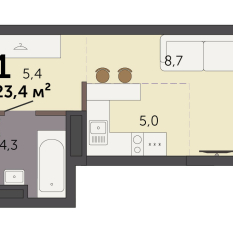 23.40 м² | 14 - 32 эт. 00