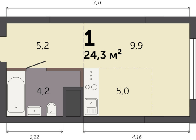 24.30 м² | 13 - 32 эт.