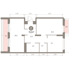 72.00 м² | 9 - 9 эт. 00