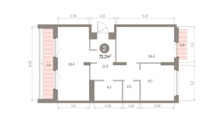 72.00 м² | 9 - 9 эт.