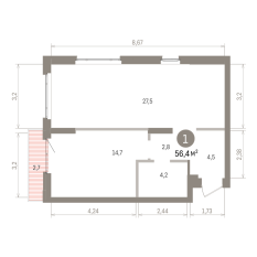56.00 м² | 10 - 16 эт. 00
