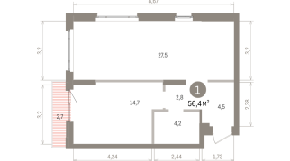 56.00 м² | 10 - 16 эт.