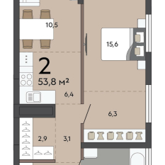 53.80 м² | 23 - 23 эт. 00