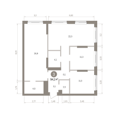 94.00 м² | 2 - 25 эт. 00