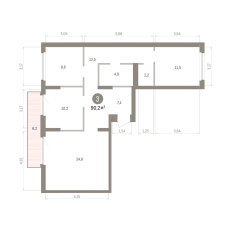 90.00 м² | 9 - 9 эт. 00