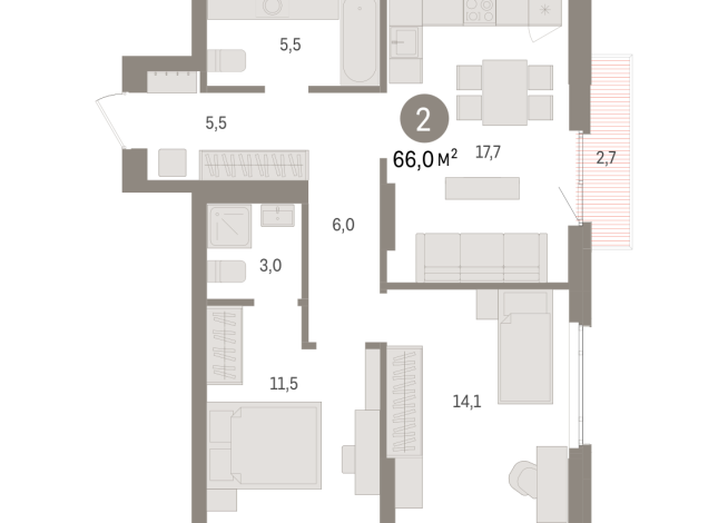 66.00 м² | 12 - 16 эт.