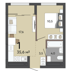 35.60 м² | 15 - 15 эт. 00