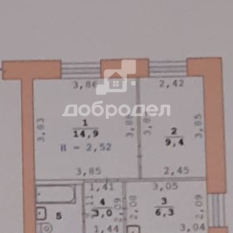 2-к квартира | 37.00 м² | 1 - 9 эт. 00