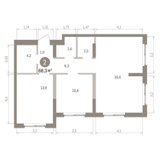 68.00 м² | 8 - 9 эт. 00
