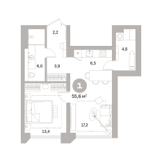 55.00 м² | 15 - 25 эт. 00