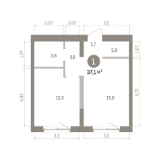 37.00 м² | 6 - 8 эт. 00