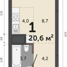 20.60 м² | 14 - 30 эт. 00