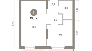 43.00 м² | 7 - 9 эт.