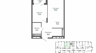 46.63 м² | 18 - 25 эт.